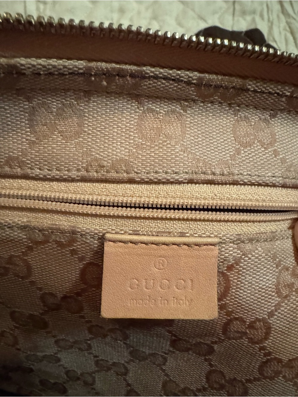 Gucci Crystal Abbey Monogram Canvas Tote with Leather Trim - Picture 12 of 16